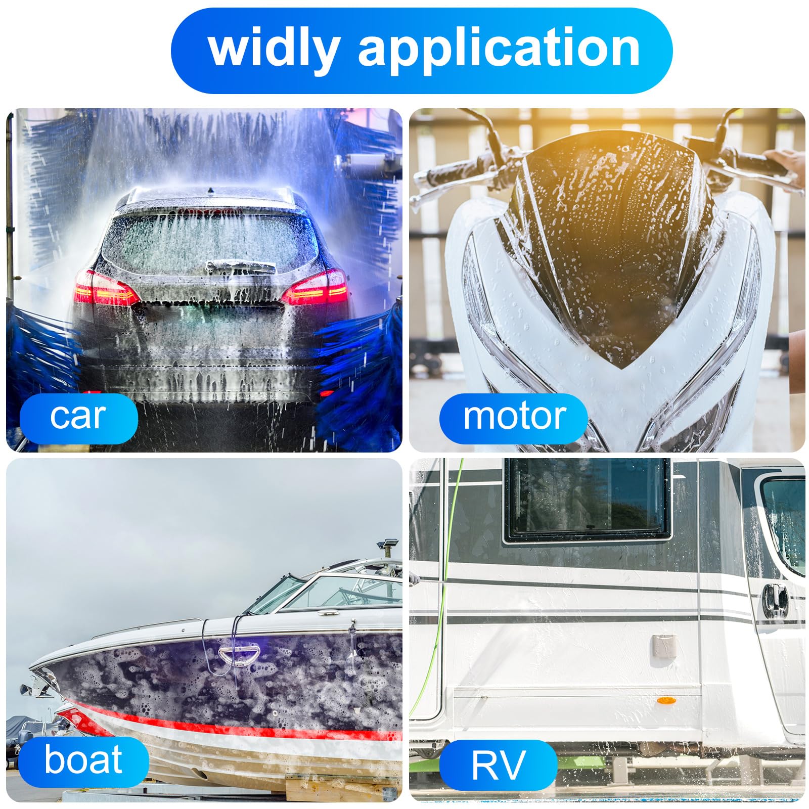 Tanlade brushing a car exterior in driveway, suitable for vehicles and RVs