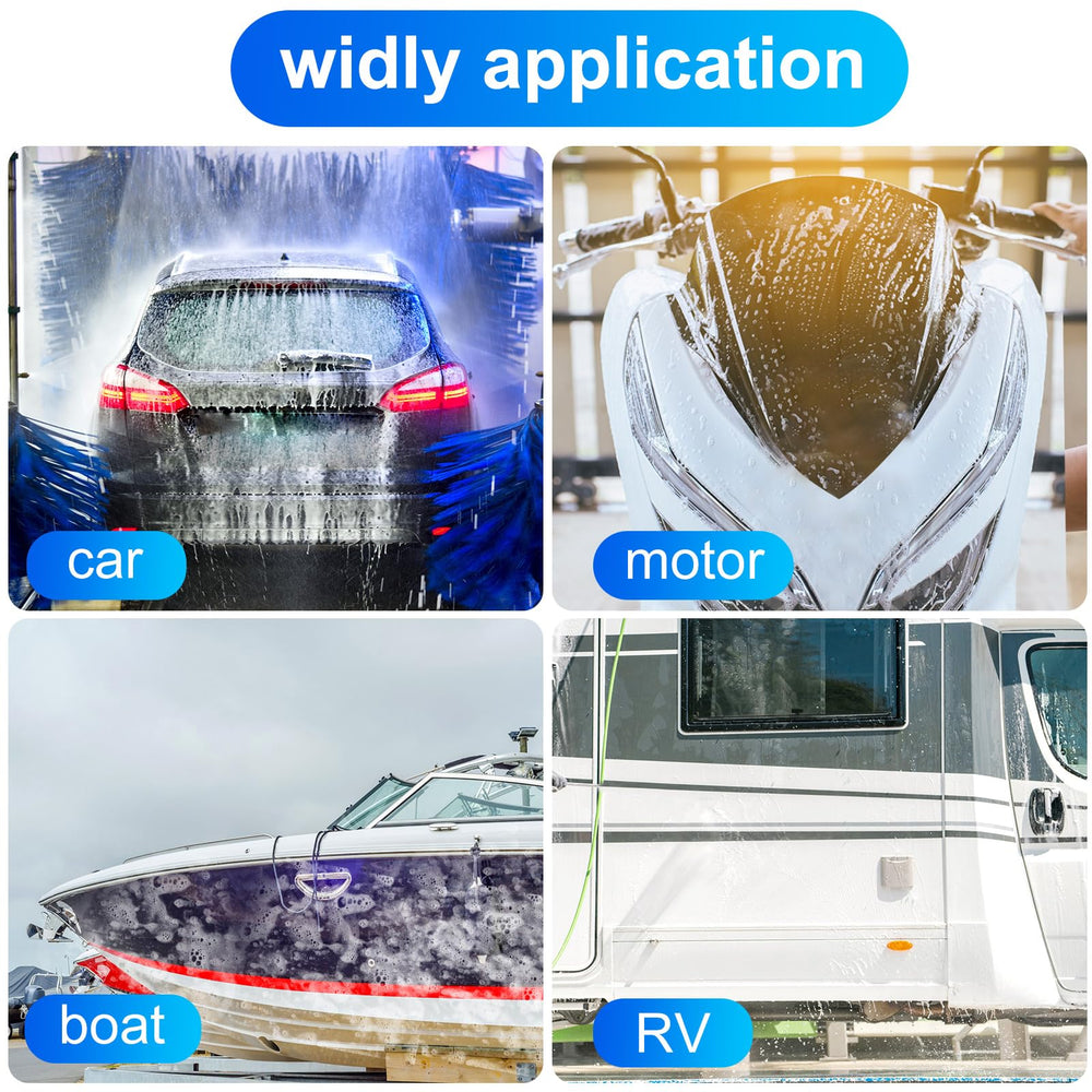 Tanlade brushing a car exterior in driveway, suitable for vehicles and RVs
