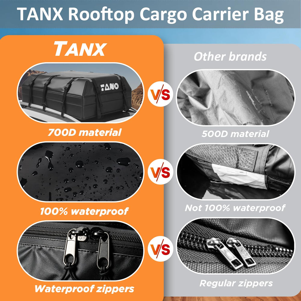 TANX packed inside with suitcases and camping gear maximizing cargo space