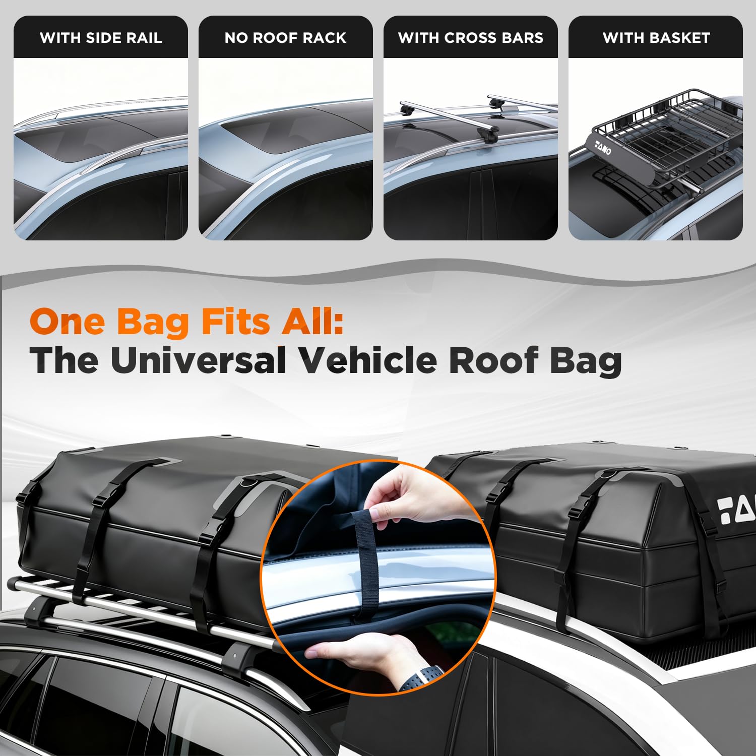 TANX straps and door hooks fastened to vehicle for vibration-resistant security