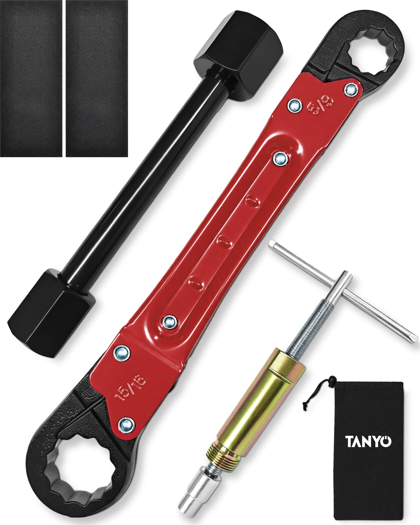 TANYO angle stop wrench front view showing compact design and precise fit for tight spaces