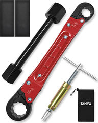 TANYO angle stop wrench front view showing compact design and precise fit for tight spaces