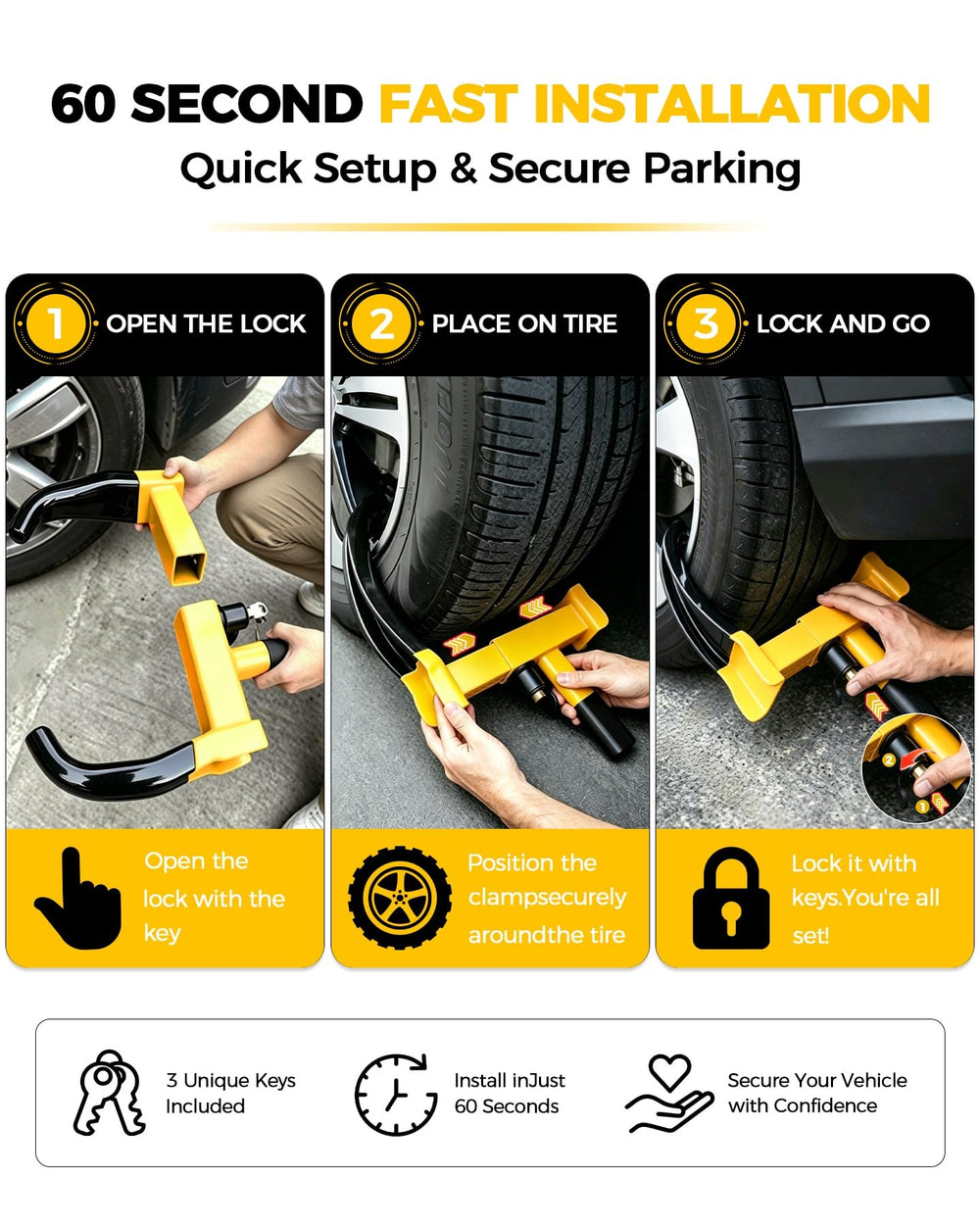 TANYO clamp installed on trailer wheel for roadside protection benefit