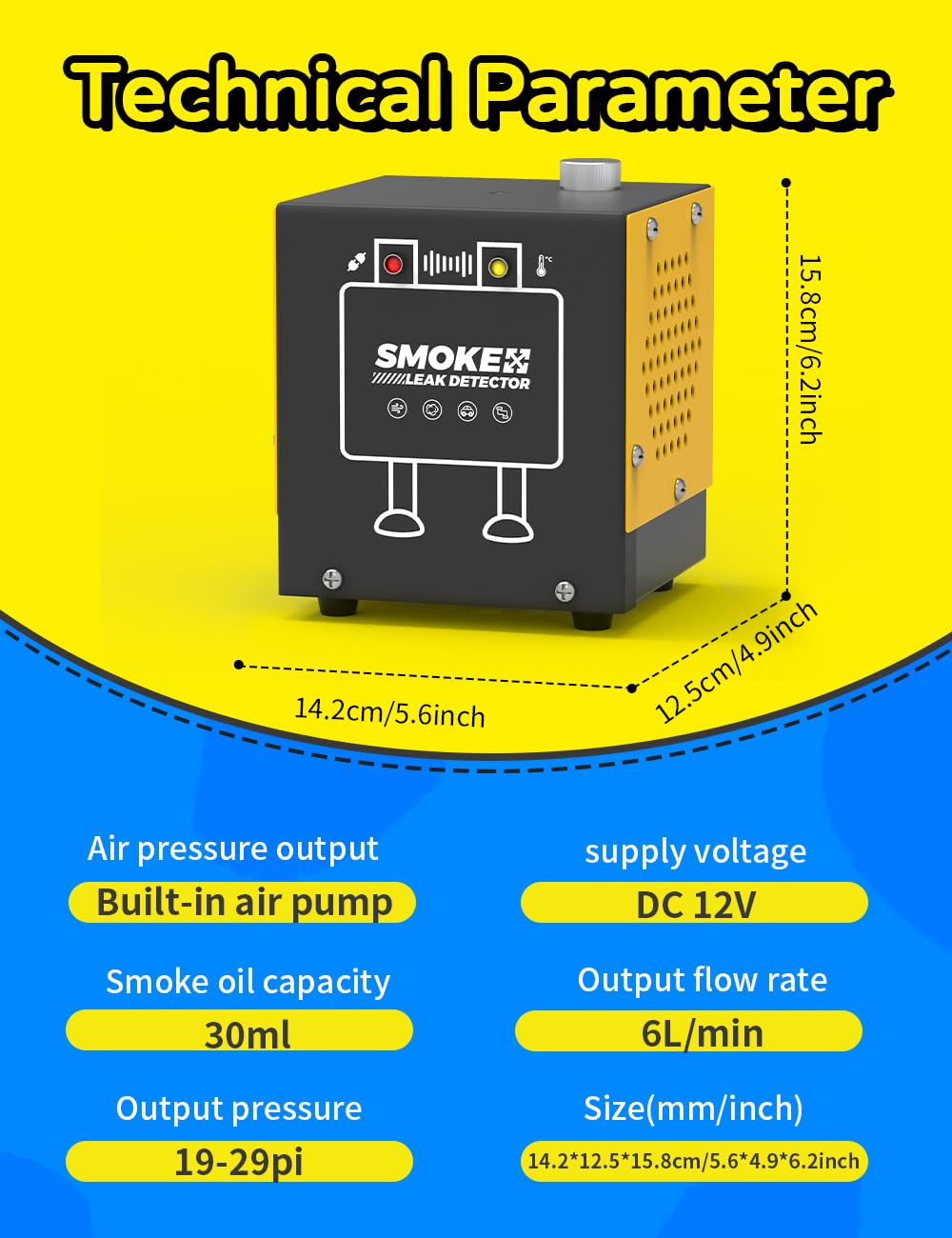 TAOPOWER dense smoke output demonstration revealing tiny leaks for precise diagnostics