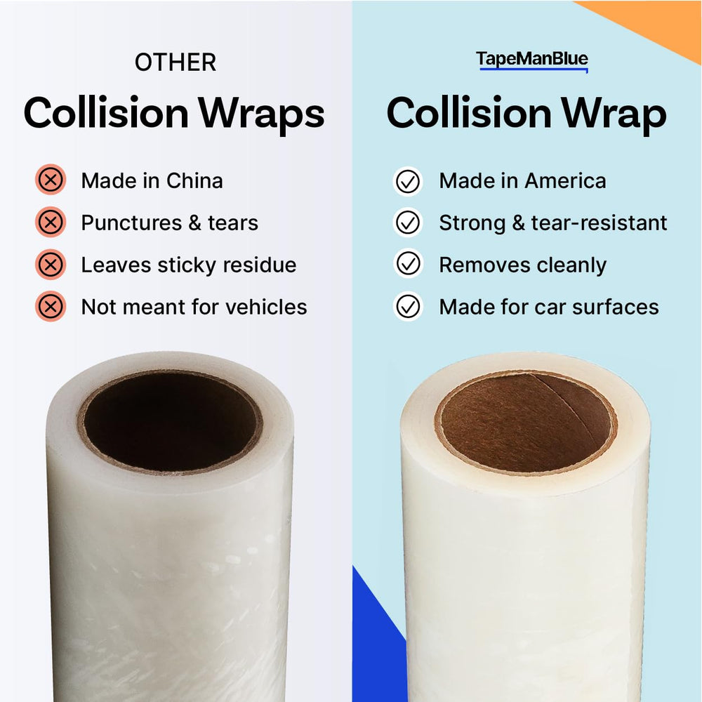 TapeManBlue applied over a shattered car window protecting interior from weather