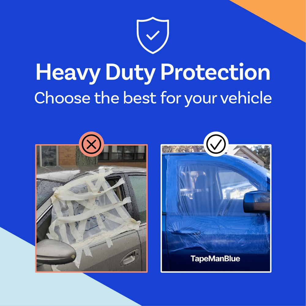 TapeManBlue roll beside car hood showing 36-inch width for coverage