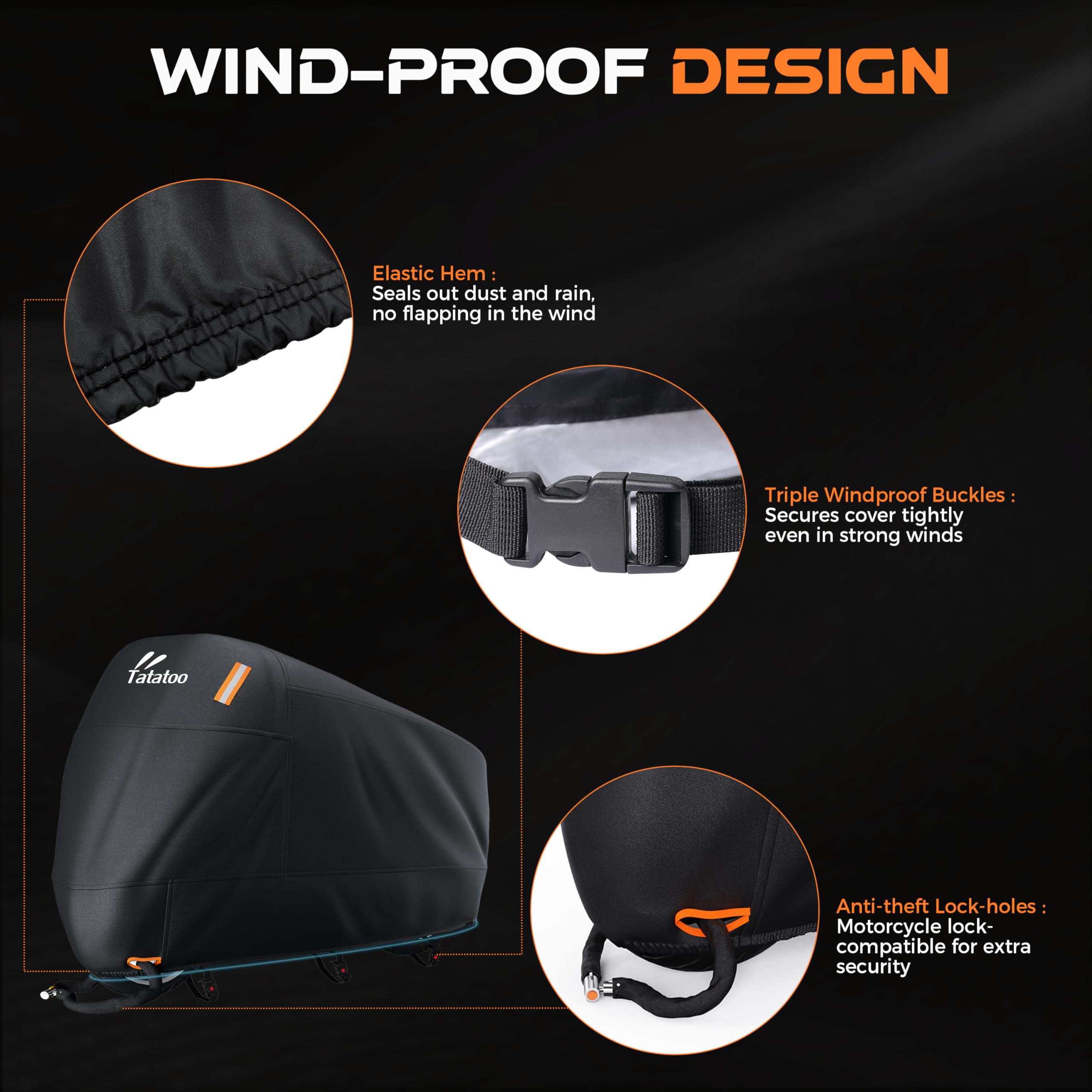 TATATOO windproof buckles fastened demonstrating secure fit in wind