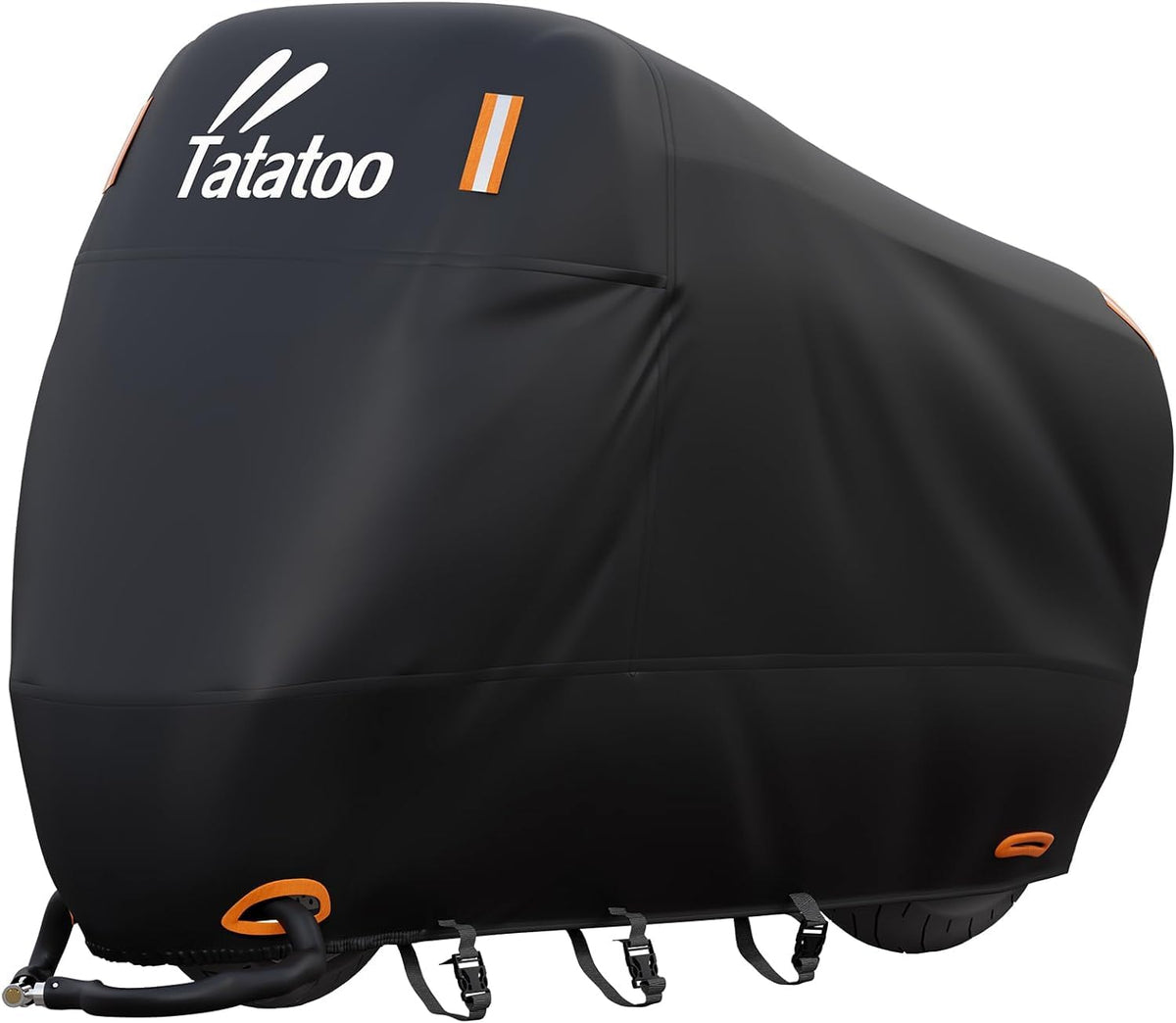 TATATOO front view showing full bike coverage and weather protection
