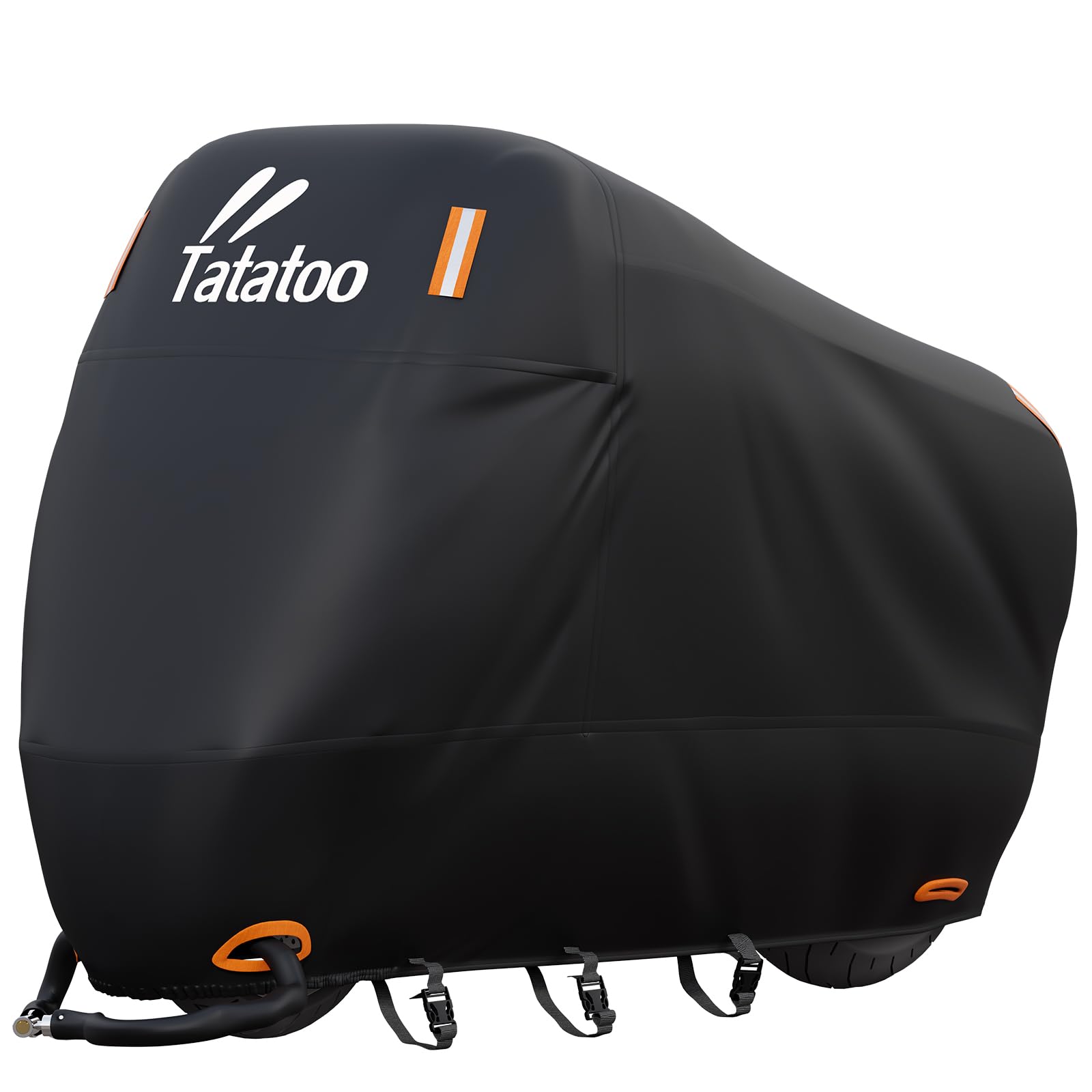 TATATOO front view of full motorcycle cover showing complete protection