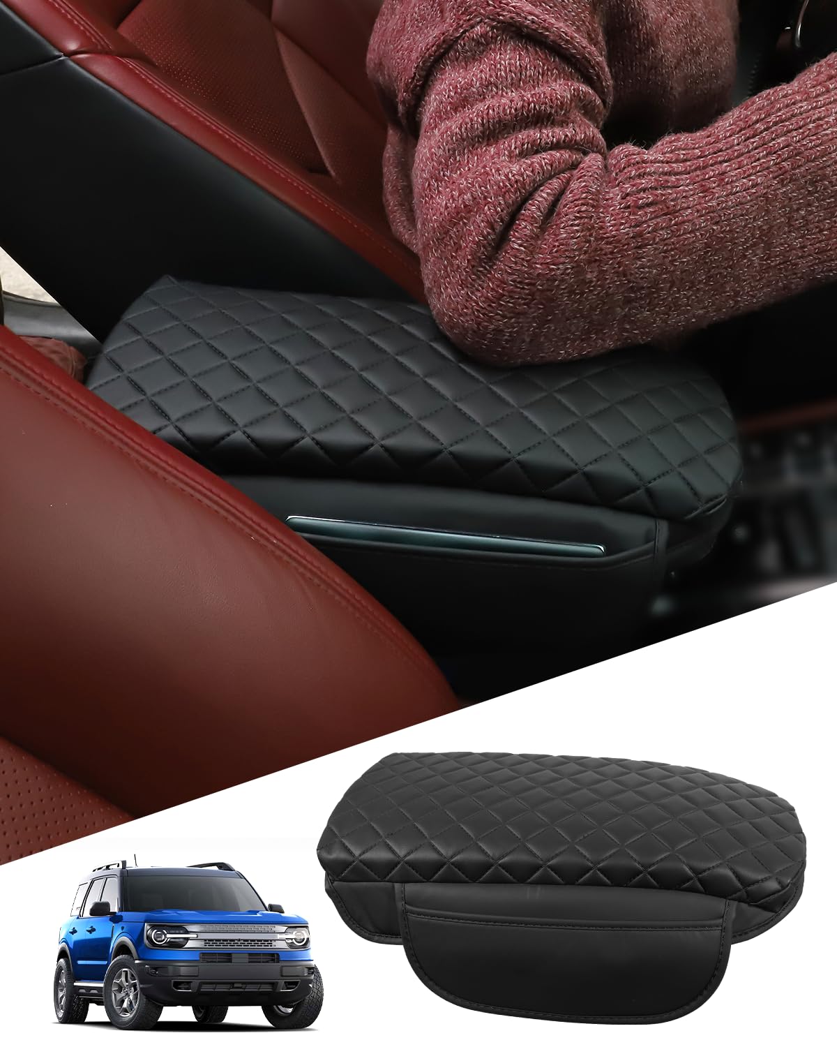 TBHOO front view of console cover showing fit and finish for Bronco Sport