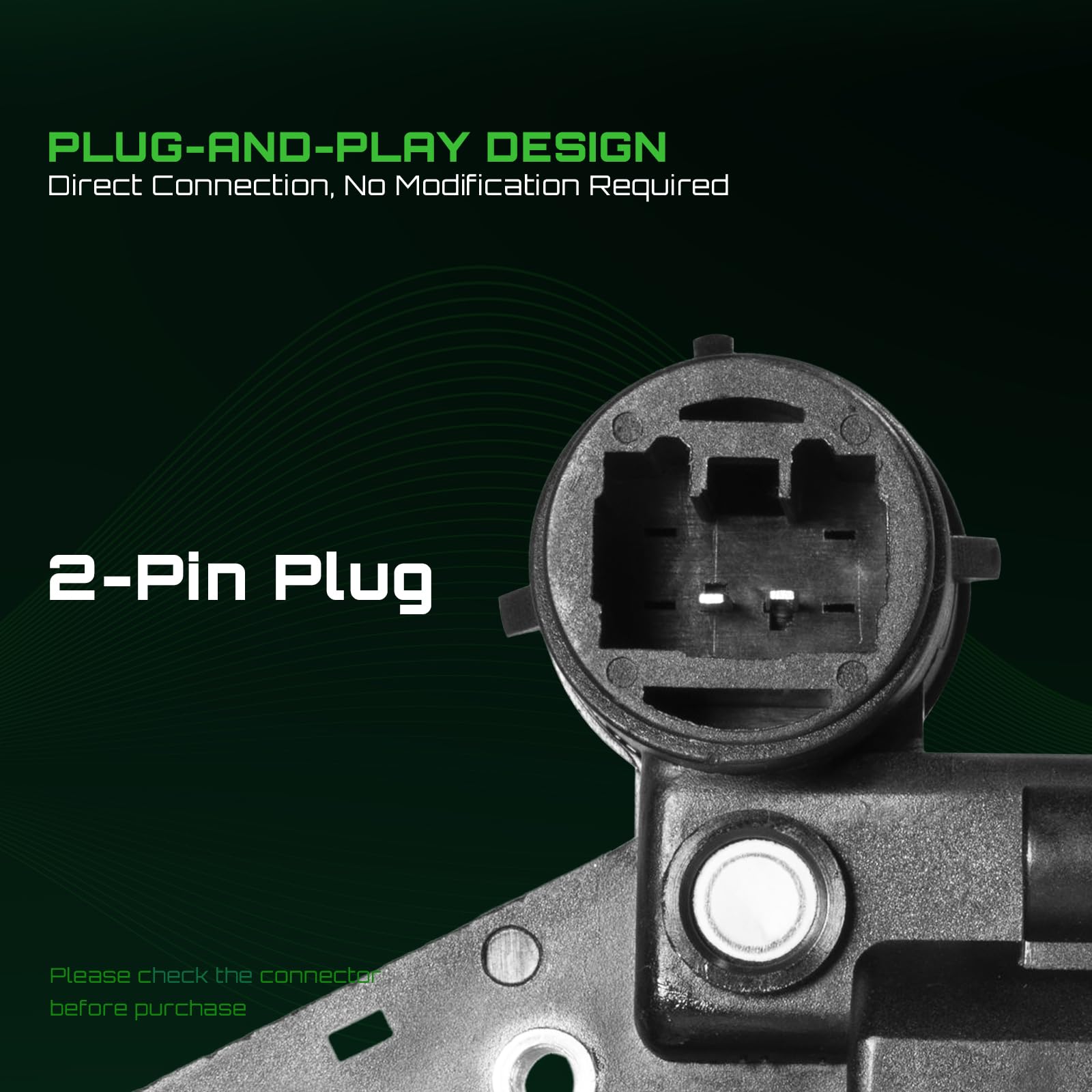 TCFWED two-pin plug closeup showing secure electrical connection benefit