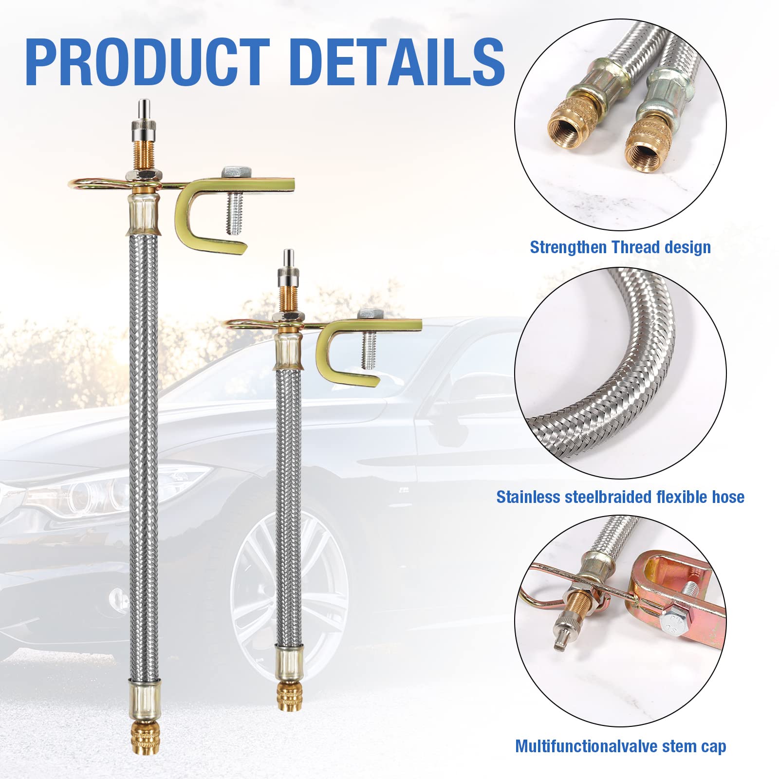 tchrules close-up braided hose and stainless fittings for kink-resistant durability
