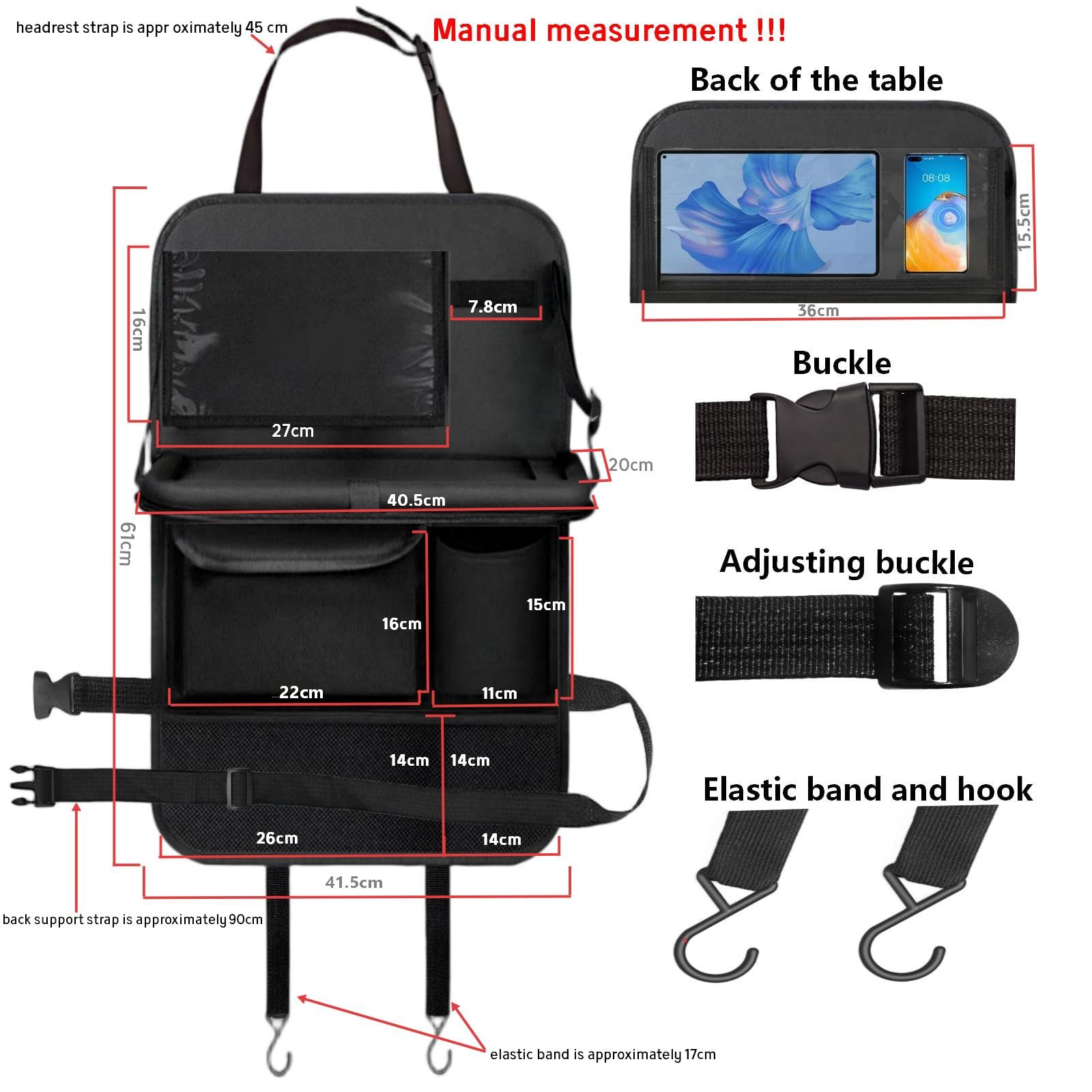 TCJJ multiple pockets layout storing bottles toys and snacks neatly