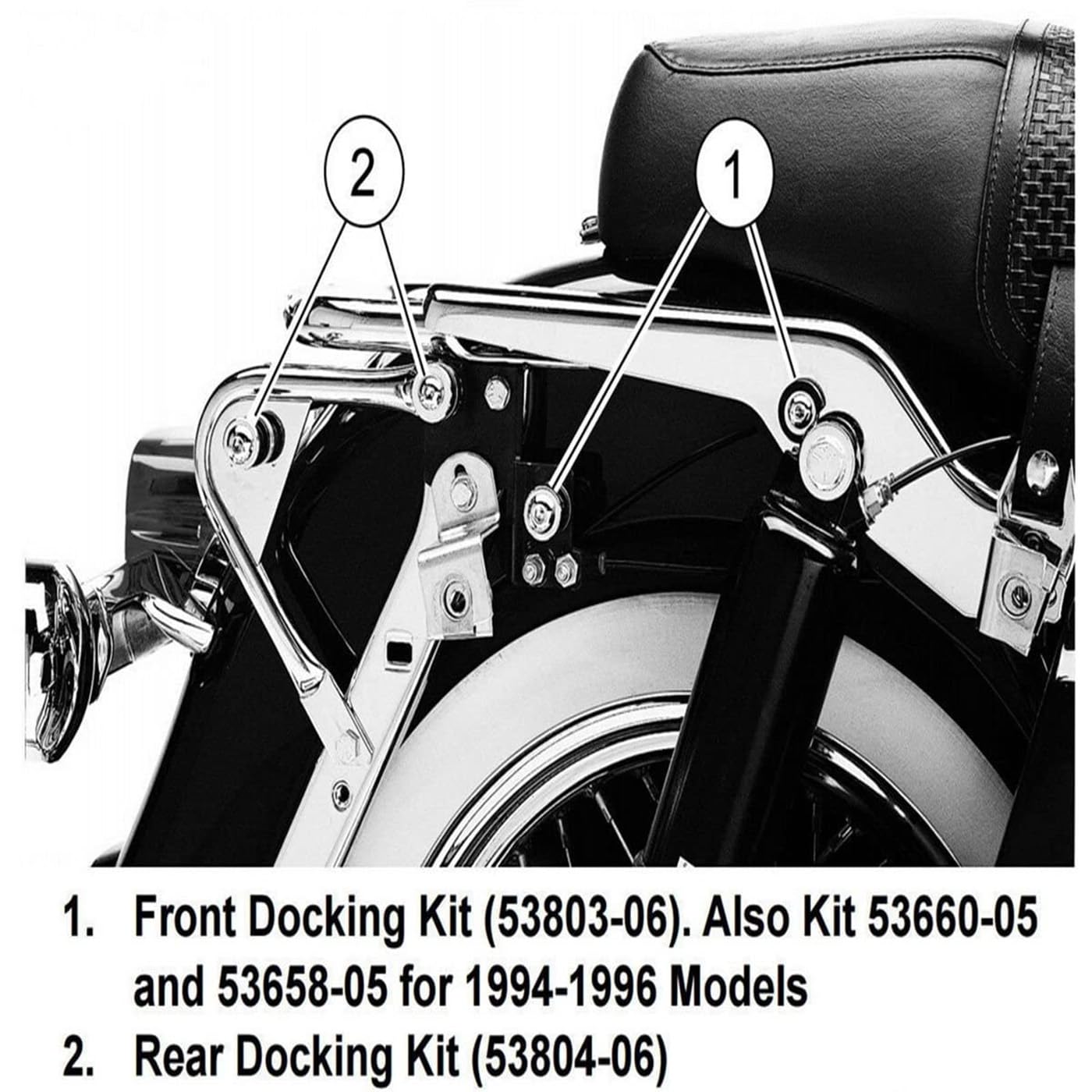 TCMI kit installed on a Road King demonstrating secure front docking fit