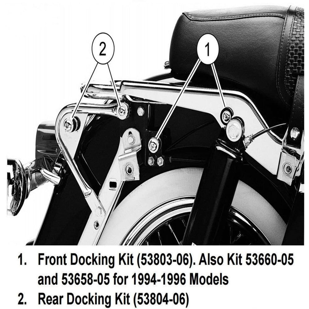 TCMI kit installed on a Road King demonstrating secure front docking fit