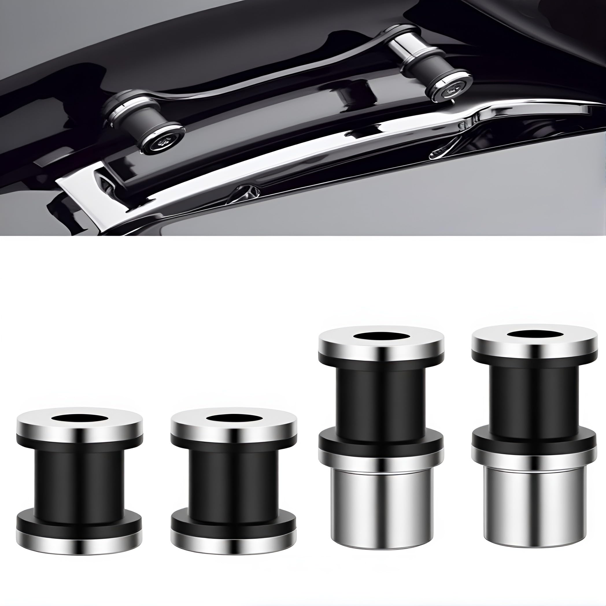 TCMI front view of docking hardware showing mounting points and clean chrome finish, adds convenience