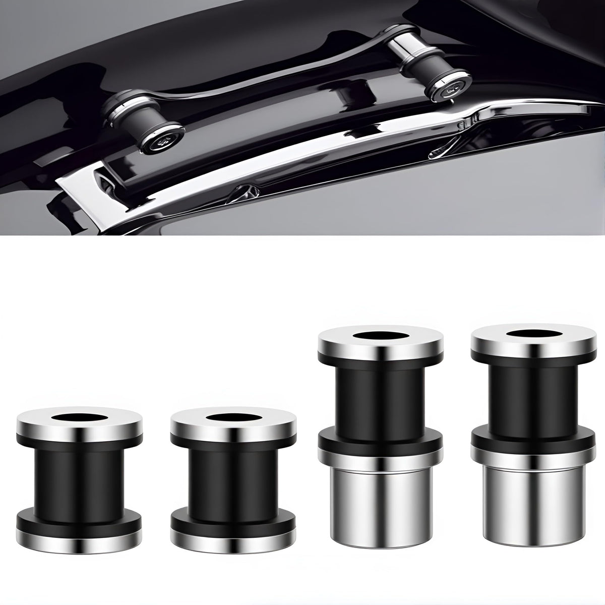 TCMI front view of docking hardware showing mounting points and clean chrome finish, adds convenience