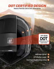 TCMT helmet side profile highlighting visor and stable field of view