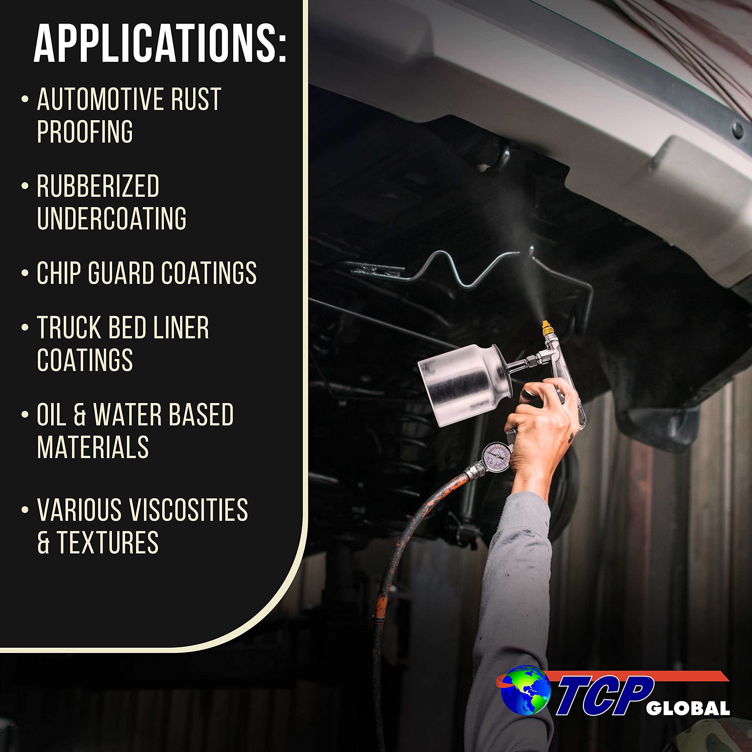 TCP Global built-in air regulator and gauge detail for consistent pressure control