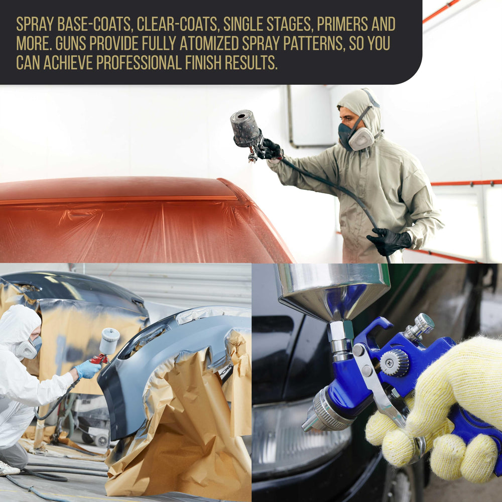 TCP Global spray gun held in hand showing compact scale