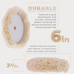 TCP Global pad side profile displaying wool thickness and edge reinforcement for control
