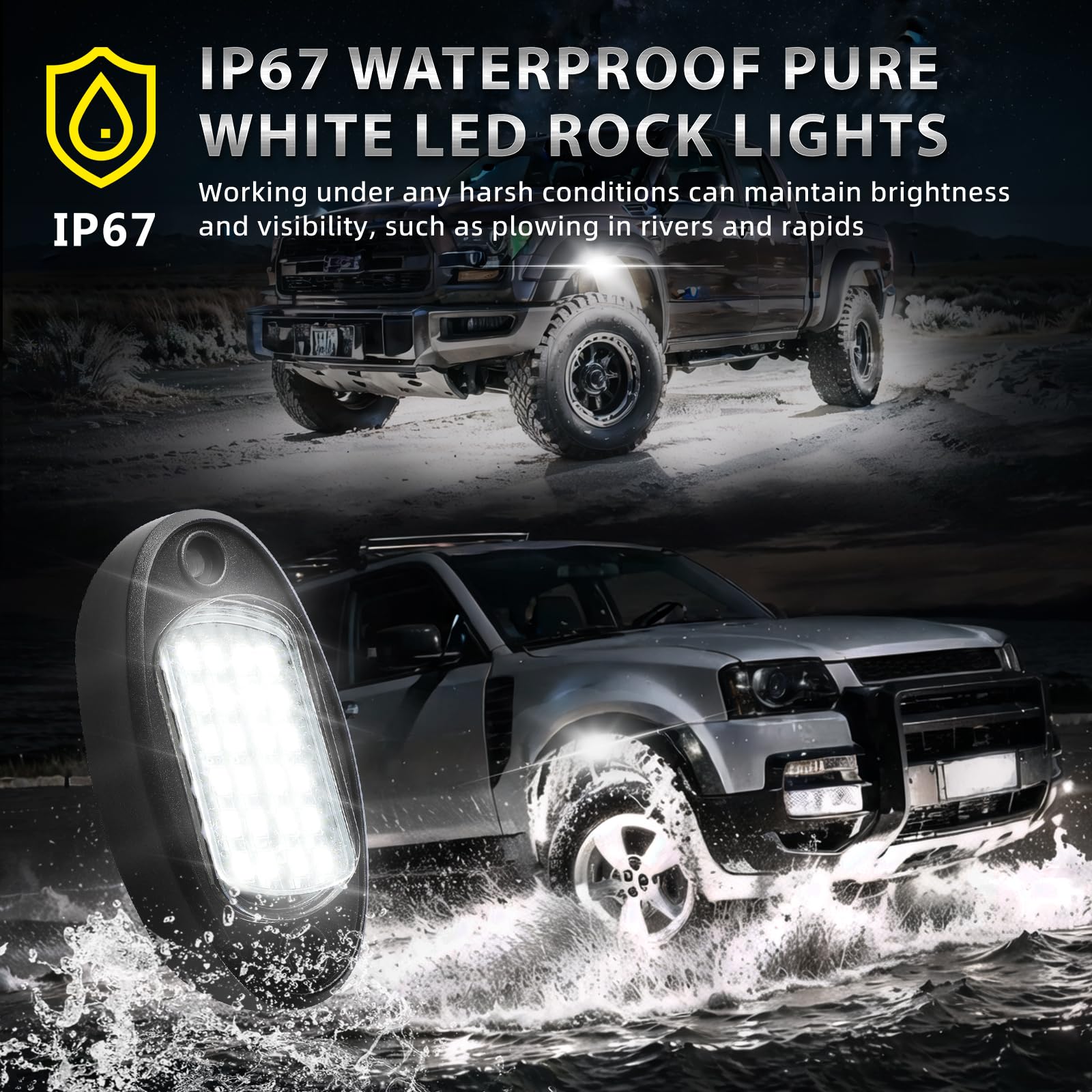 TDE Explorer.Lighting under a pickup truck showing even underglow illumination for improved nighttime visibility