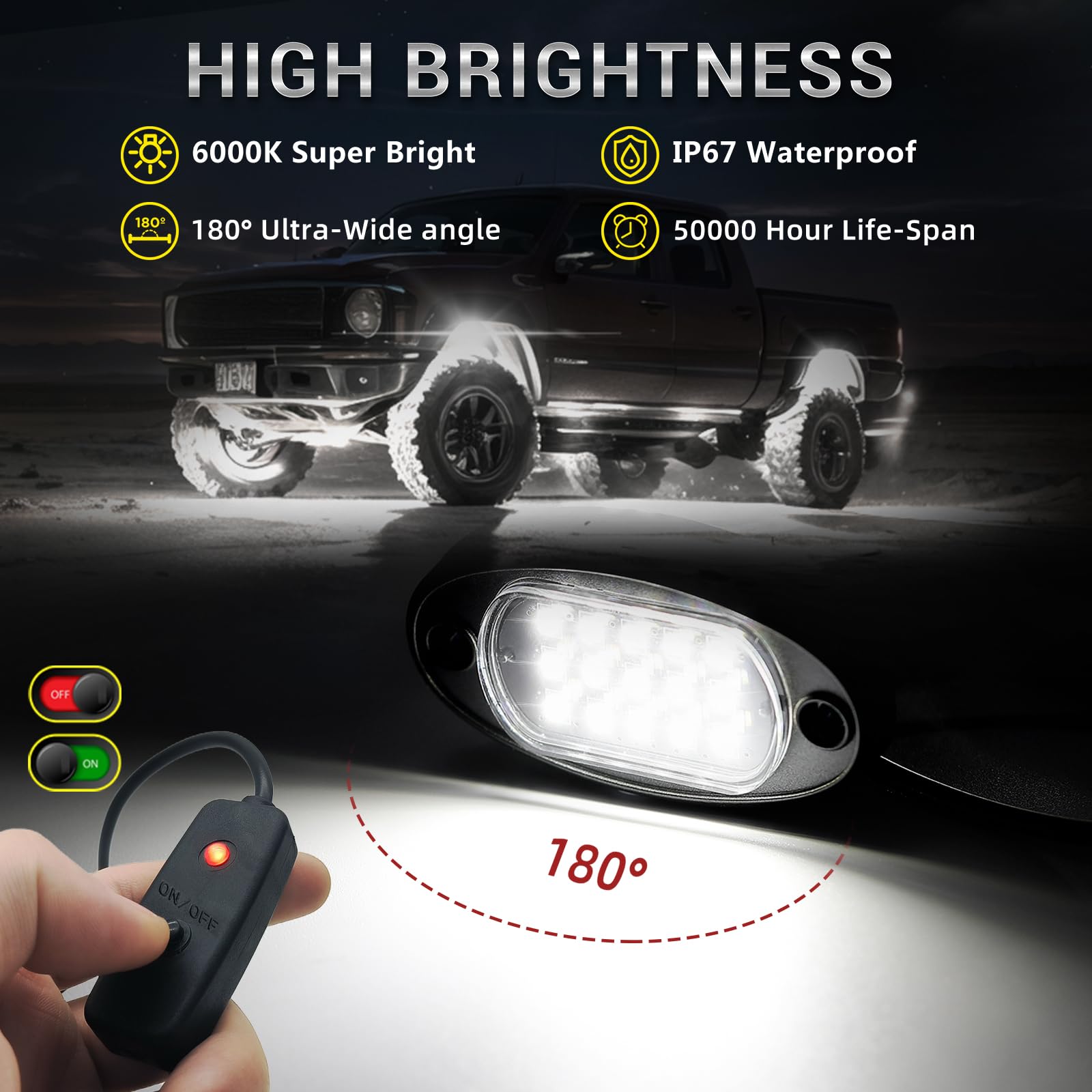 TDE Explorer.Lighting close-up of one LED pod showing 15 SMD chips and durable finish for bright coverage