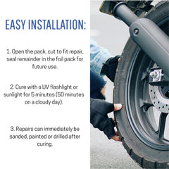 Tear Mender patch applied to vehicle bumper demonstrating fast repair