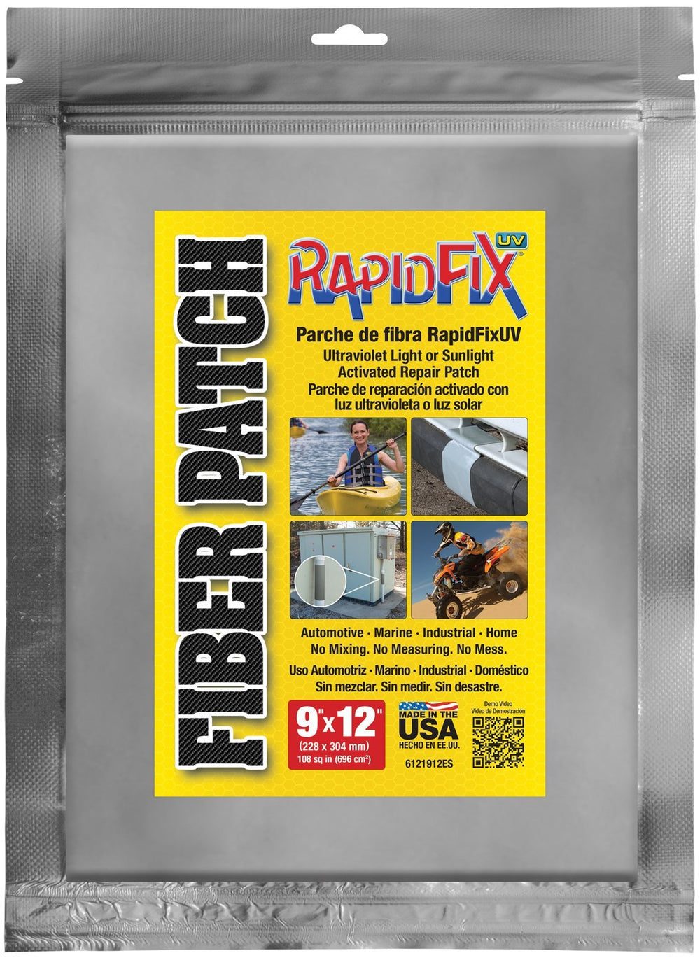 Tear Mender front packaging showing RapidFix patch and UV cure benefit