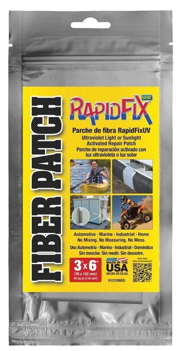 Tear Mender front view of RapidFix patch showing adhesive backing and ready-to-apply benefit