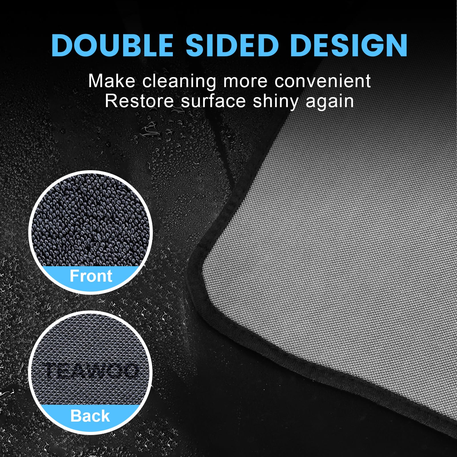 TEAWOO towel wiping bathroom mirror leaving clear, streak-free glass benefit