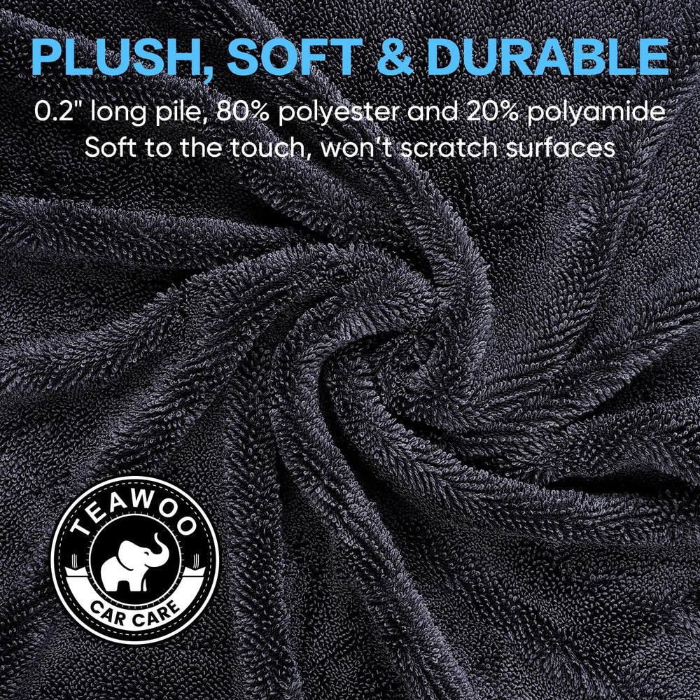 TEAWOO towel drying a car roof quickly with streak-free finish benefit