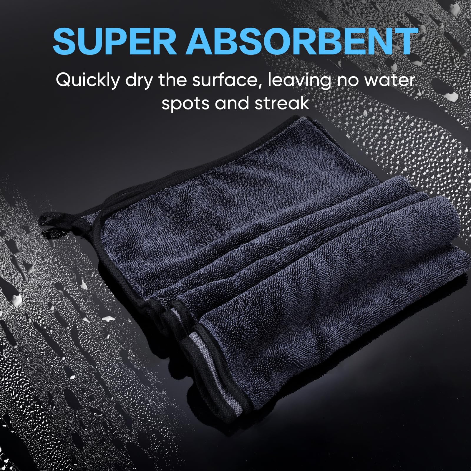 TEAWOO microfiber twisted-loop close-up revealing dense 600GSM pile for absorbency