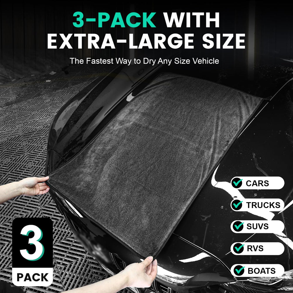 TEAWOO towel in hand soaking water from car surface for faster drying