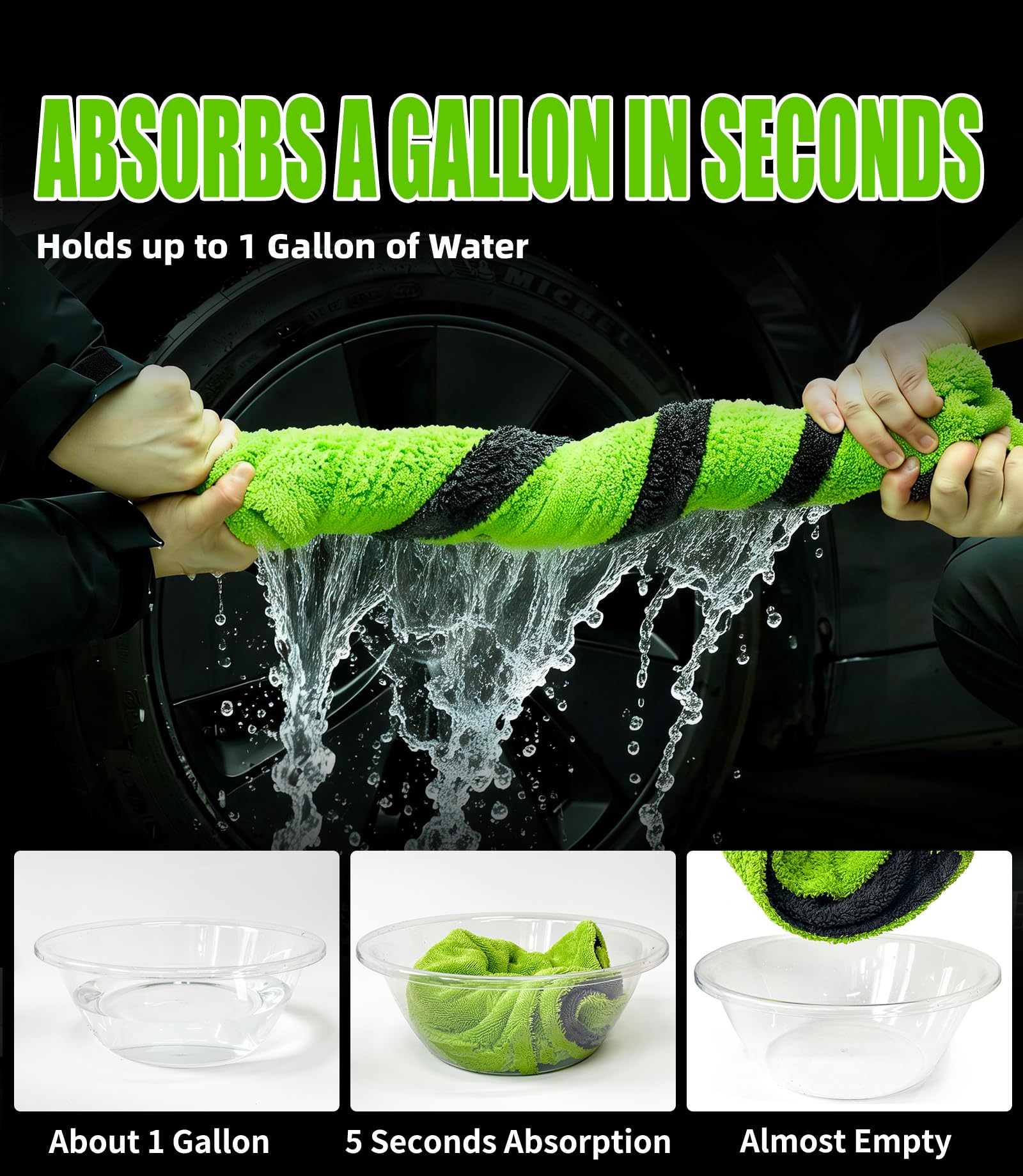 TEBASIC towel next to hand to show 24x36 size for fast coverage