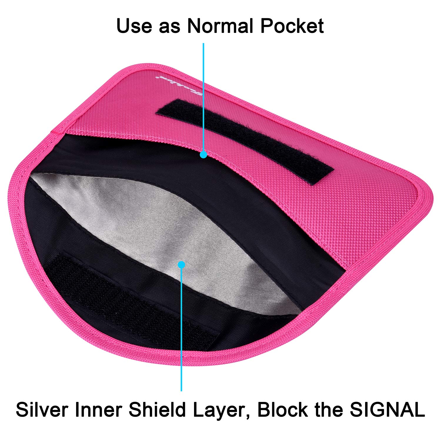 Techion close-up of silver inner lining highlighting signal-blocking layer