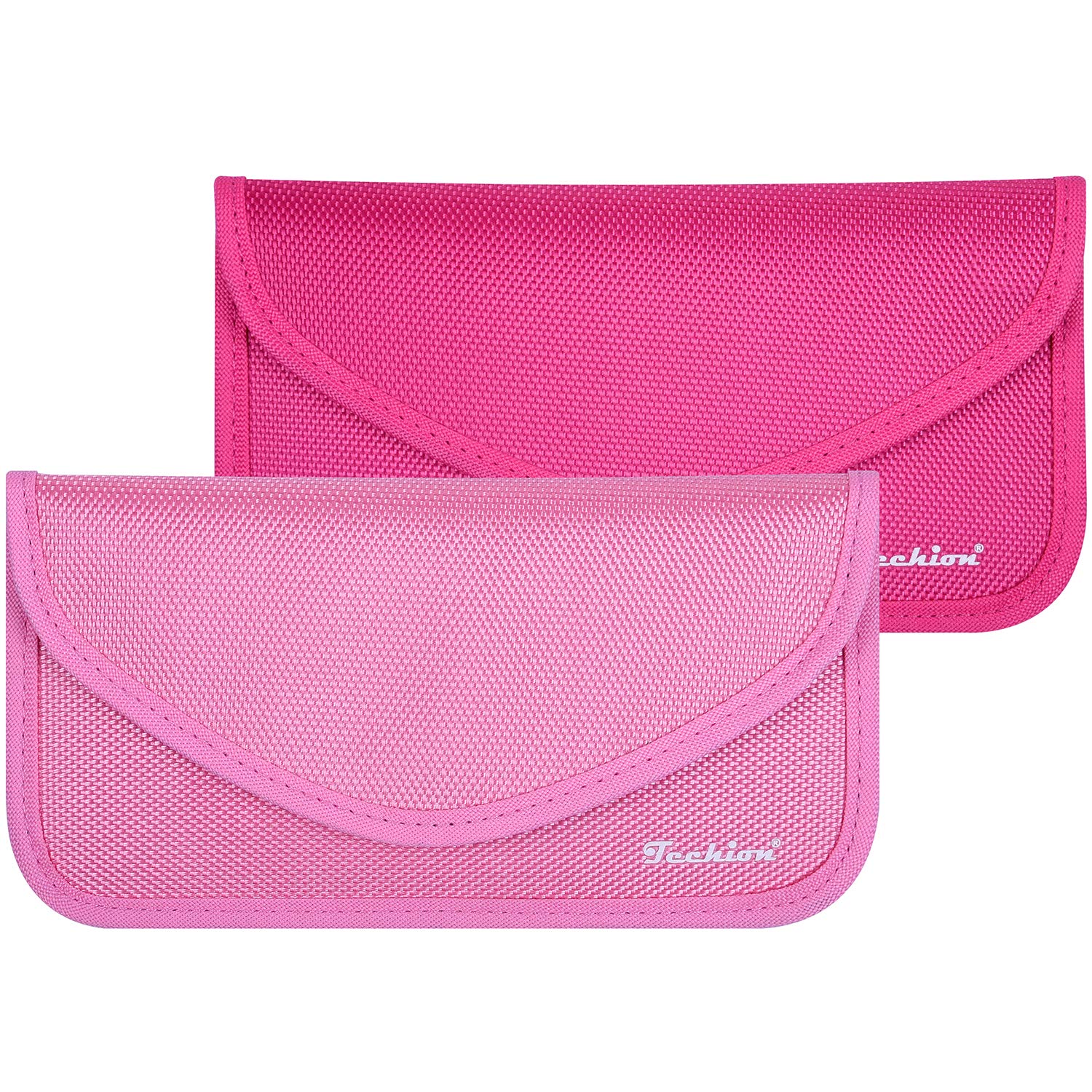 Techion front view of two signal blocking pouches showing compact protection