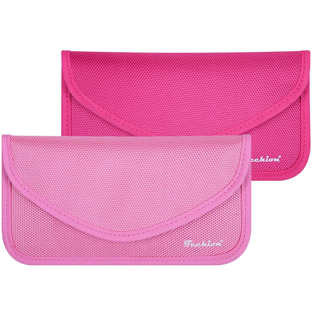 Techion front view of two signal blocking pouches showing compact protection