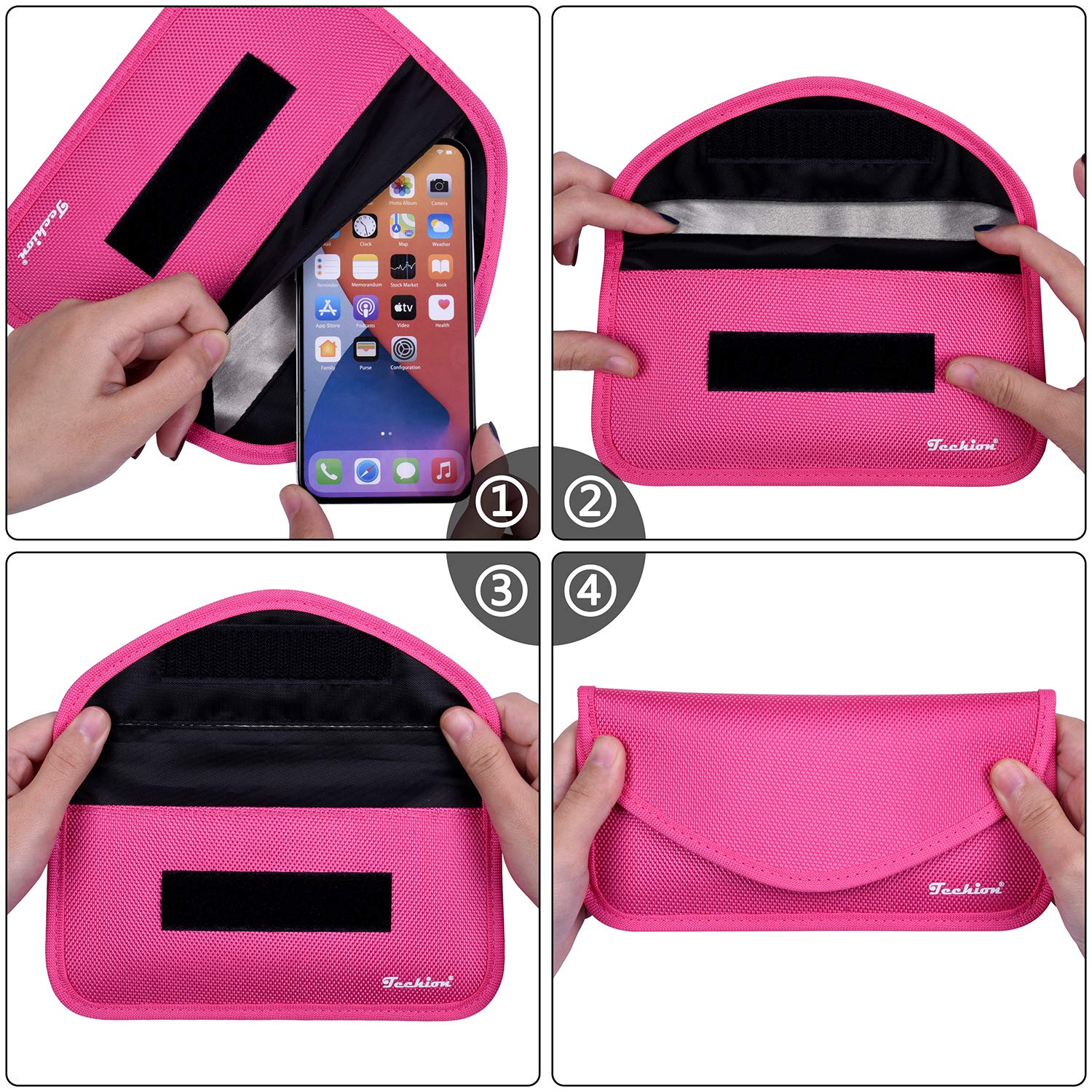 Techion inner pocket with car key fob protecting remote from relay attacks