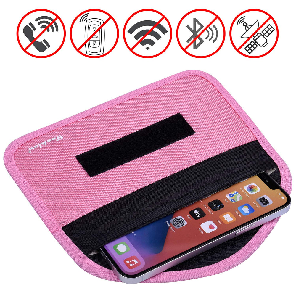 Techion pouch with smartphone inside demonstrating secure signal isolation