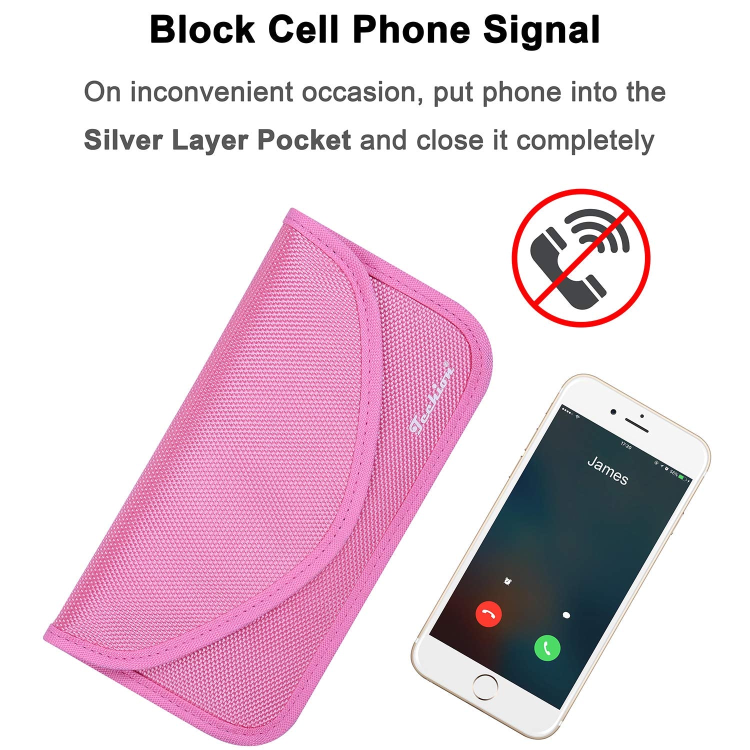 Techion pouch next to smartphone showing exact size and portability