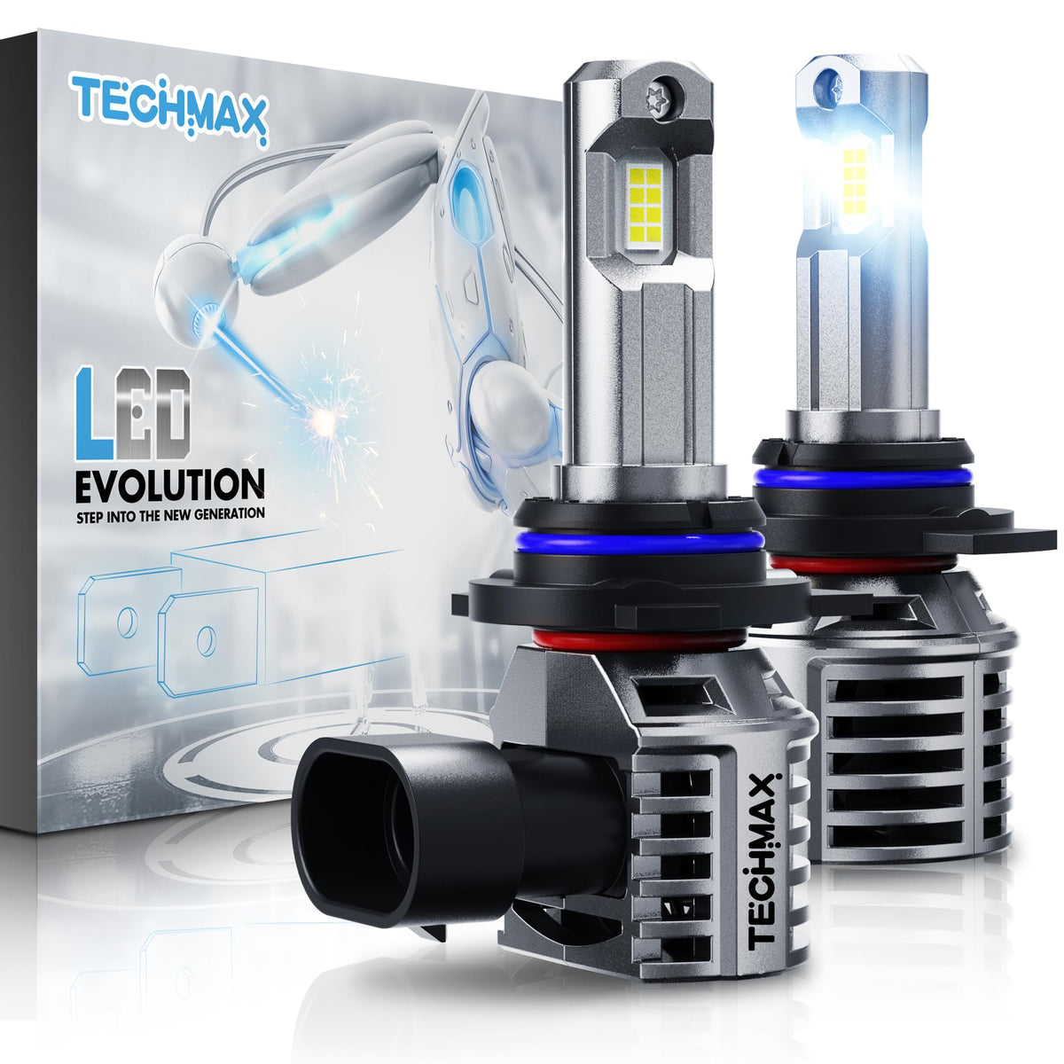 TECHMAX front packaging showing both 9012 bulbs and benefits