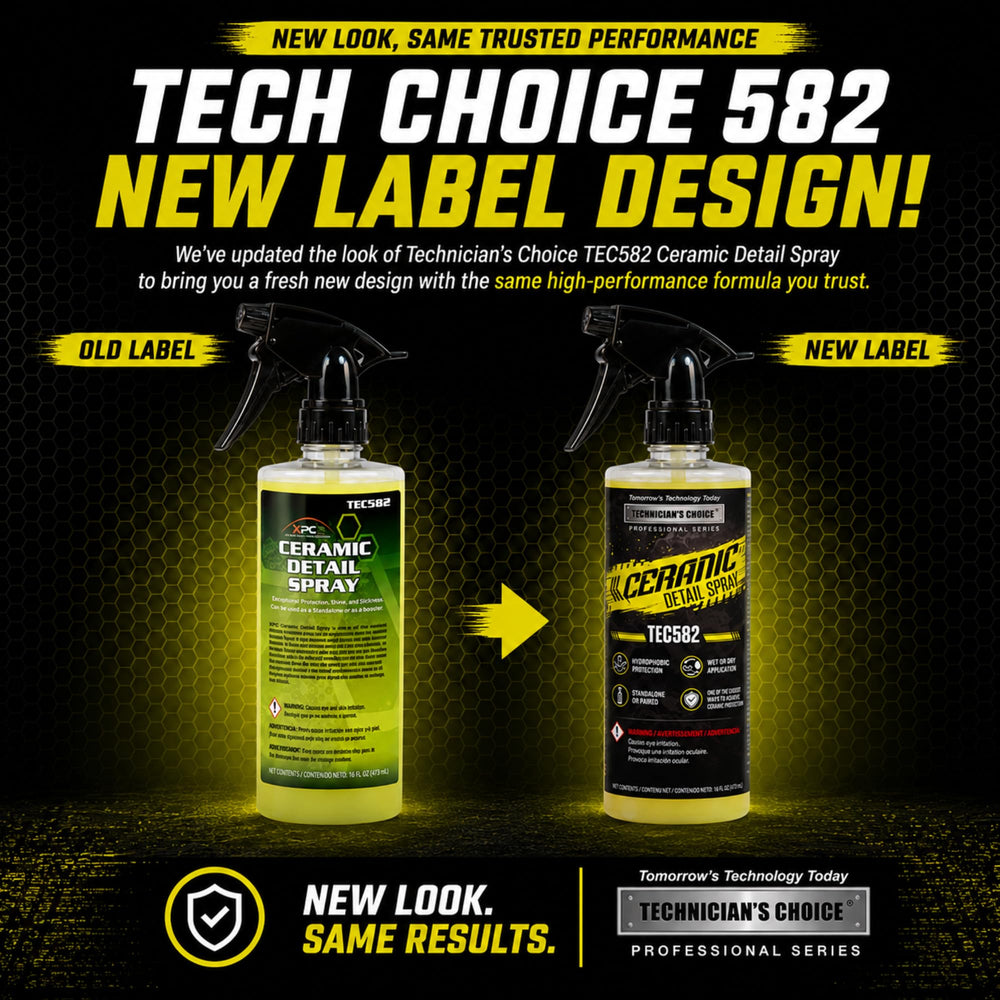 Technicians Choice TEC582 on painted panel after buffing showing enhanced gloss and depth