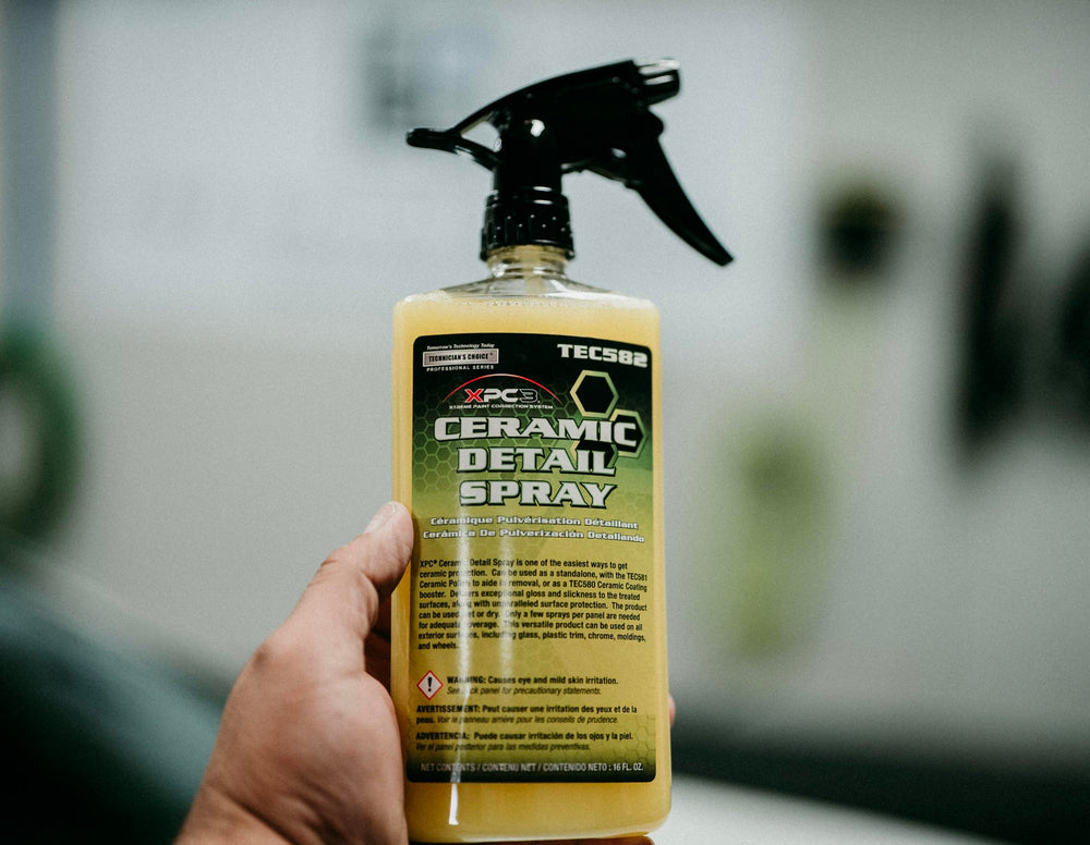 Technicians Choice TEC582 being sprayed on a car surface demonstrating easy application and time savings