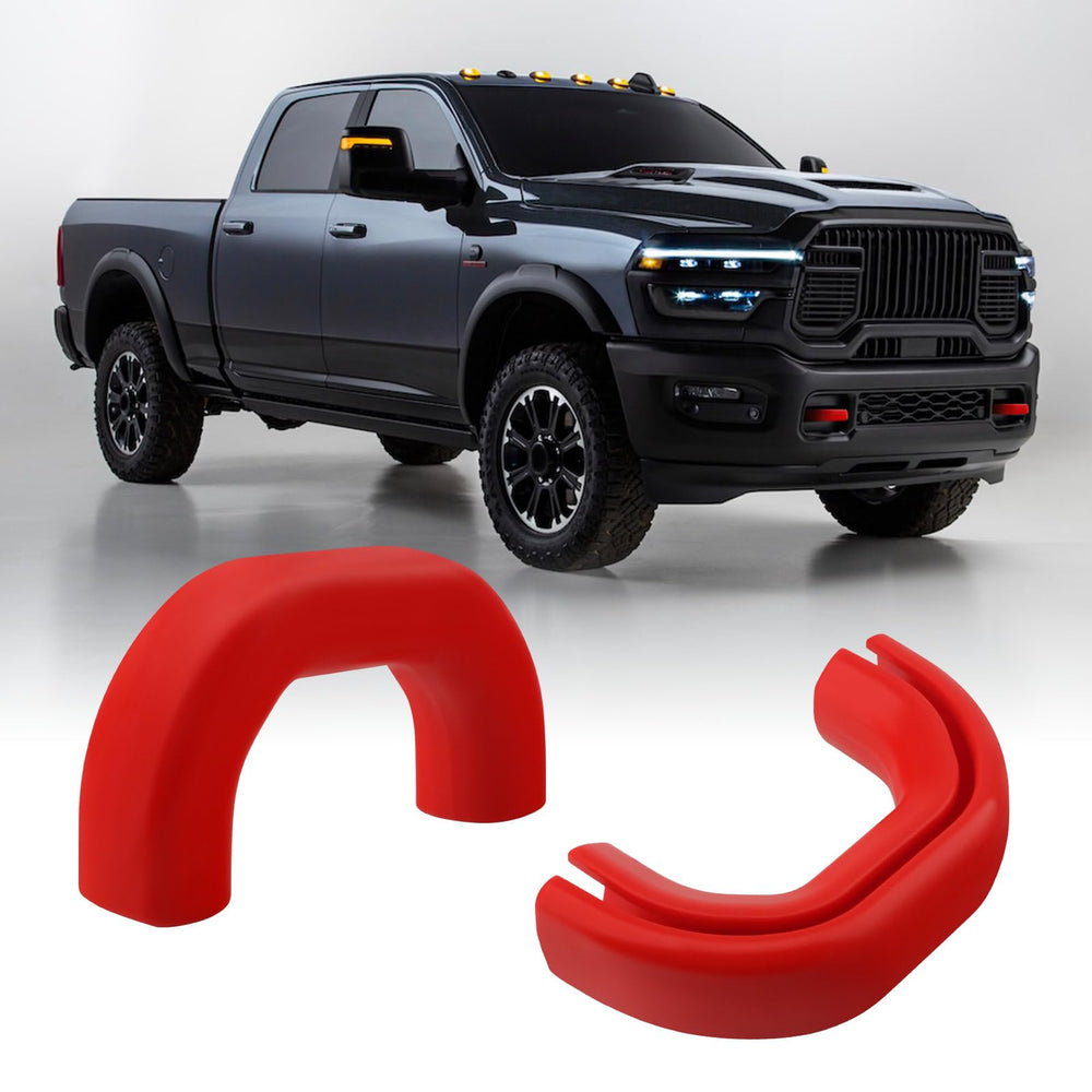 TECHPICCO front view showing red tow hook cover and clean fit