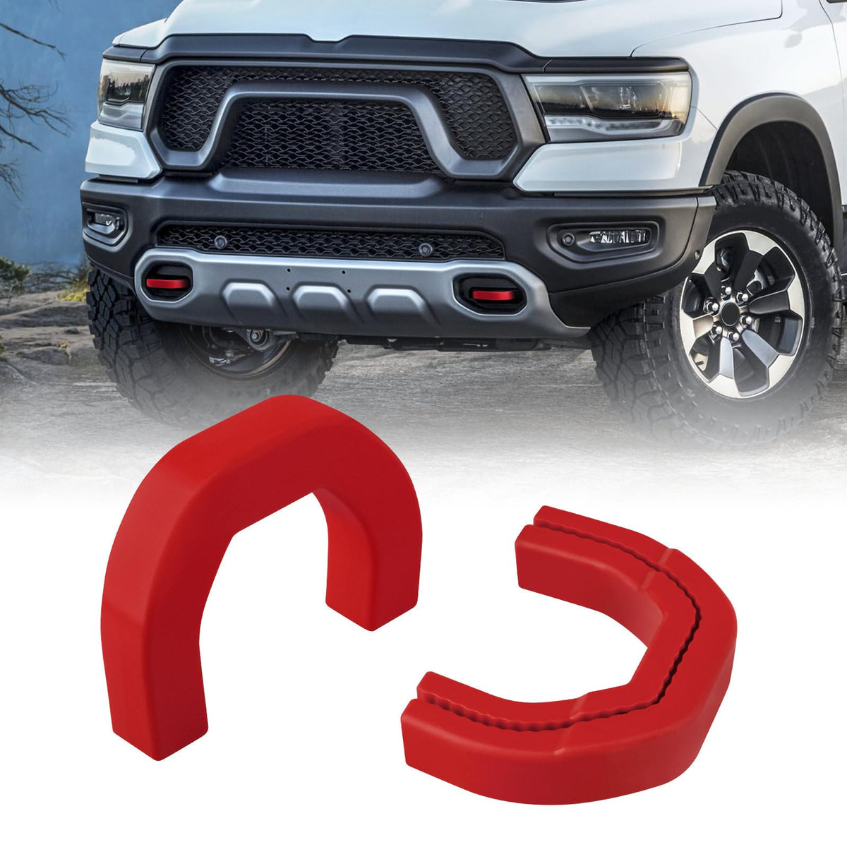 TECHPICCO front view installed on RAM 1500 showing sleek red accent and improved appearance