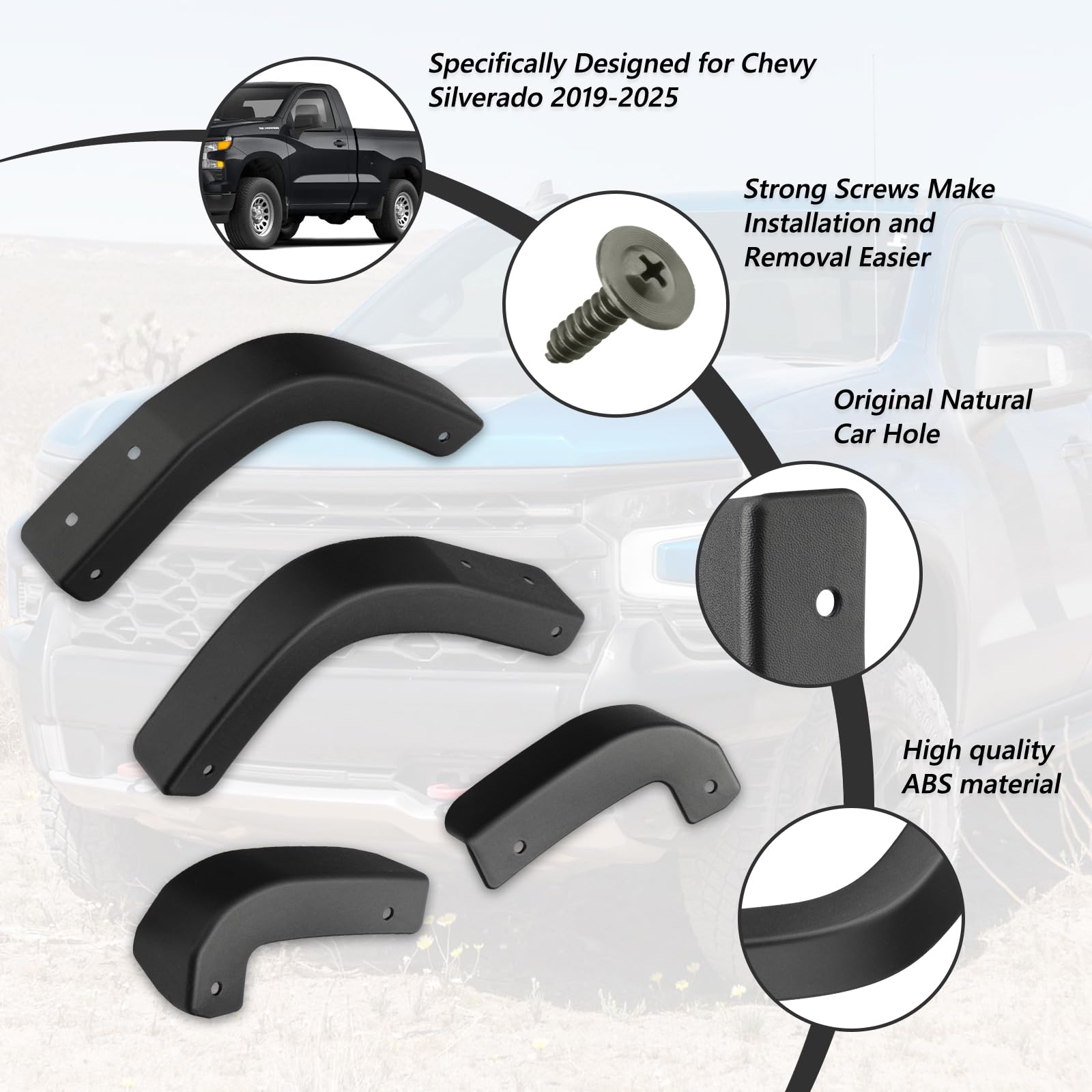 TECHPICCO installed on Silverado side profile demonstrating sleeker wheel-well appearance