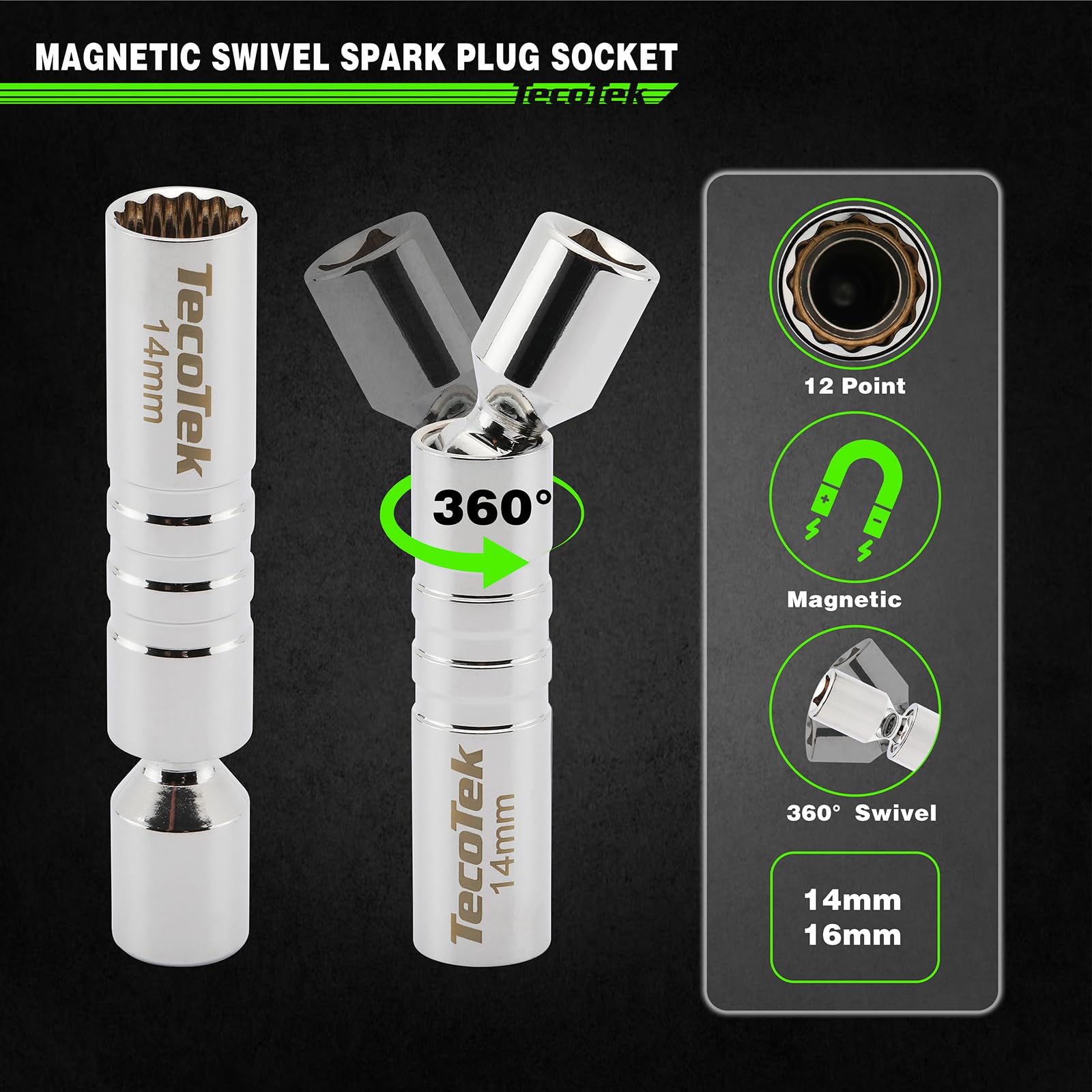 TecoTek magnetic swivel socket detail enabling secure plug retrieval in tight spaces