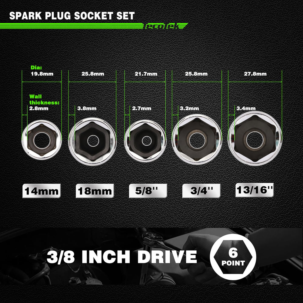 TecoTek socket interior rubber retaining ring protecting spark plugs