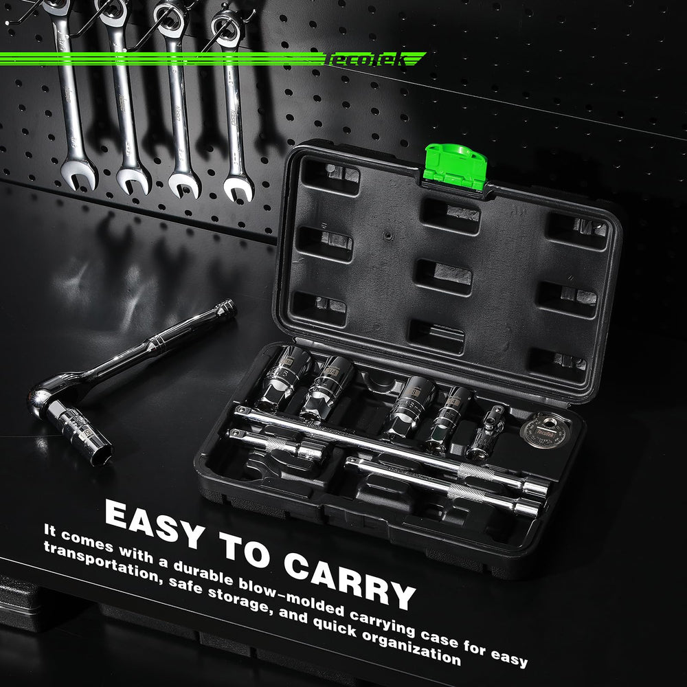 TecoTek spark plug gapper and sockets illustrating accurate gap setting